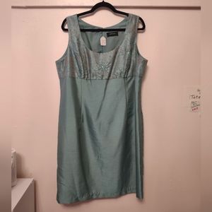 Teal Beaded Dress R&M Richards 16